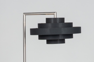 vloerlamp 31642 landelijk modern retro eigentijds klassiek staal rvs stof metaal zwart staalgrijs rond rechthoekig
