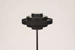 Stehlampe 31643 modern Retro Stoff Metall schwarz matt rund