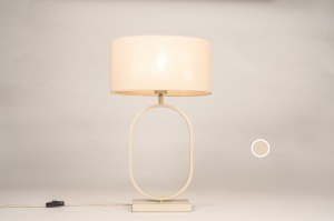 tafellamp 31647 modern eigentijds klassiek stof metaal beige zand ovaal