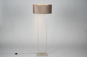 vloerlamp 31667 modern eigentijds klassiek stof metaal beige taupe zand ovaal