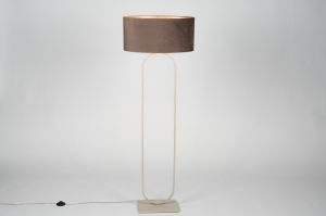 vloerlamp 31668 modern eigentijds klassiek stof metaal bruin beige zand ovaal