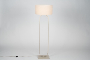 vloerlamp 31669 modern eigentijds klassiek stof metaal beige zand rond
