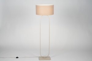 vloerlamp 31670 modern eigentijds klassiek stof metaal beige taupe zand rond
