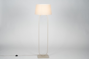vloerlamp 31671 modern eigentijds klassiek stof metaal beige zand rond ovaal
