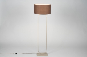 vloerlamp 31672 modern eigentijds klassiek stof metaal bruin beige zand rond ovaal