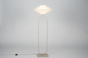 vloerlamp 31673 modern eigentijds klassiek stof metaal beige zand rond