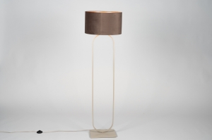 vloerlamp 31676 modern eigentijds klassiek stof metaal bruin beige zand rond