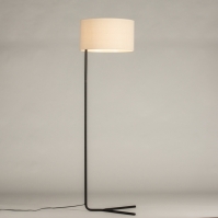 vloerlamp 31680 modern eigentijds klassiek stof metaal zwart mat beige rond rechthoekig