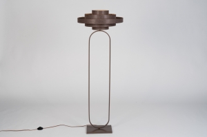 vloerlamp 31681 modern eigentijds klassiek stof metaal bruin rond