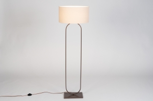 vloerlamp 31683 modern eigentijds klassiek stof metaal bruin beige zand rond ovaal