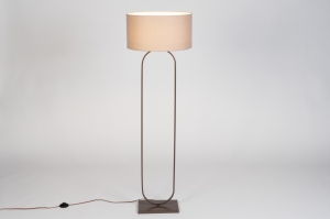 vloerlamp 31684 modern eigentijds klassiek stof metaal bruin taupe rond ovaal