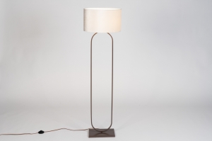 vloerlamp 31688 modern eigentijds klassiek stof metaal bruin beige creme rond