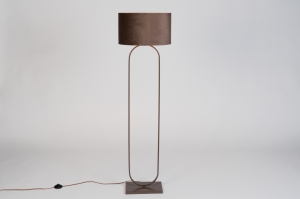 vloerlamp 31689 modern eigentijds klassiek stof metaal bruin rond