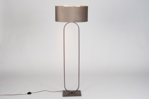 vloerlamp 31690 modern eigentijds klassiek stof metaal bruin taupe ovaal