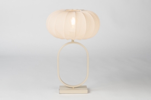 tafellamp 31693 modern stof metaal beige zand rond ovaal