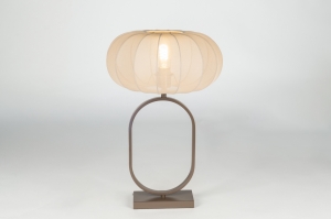 tafellamp 31698 modern stof metaal bruin taupe rond ovaal