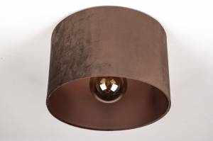 plafondlamp 31700 landelijk modern retro eigentijds klassiek stof metaal bruin rond