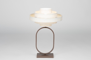 tafellamp 31712 modern retro stof metaal bruin beige zand rond ovaal