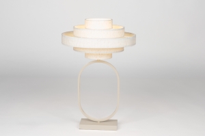 tafellamp 31714 modern stof metaal beige zand rond ovaal