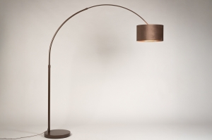 vloerlamp 31716 modern retro eigentijds klassiek stof metaal bruin rond