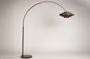 vloerlamp 31717 modern retro eigentijds klassiek stof metaal bruin rond
