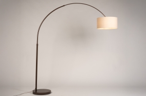 vloerlamp 31719 landelijk modern eigentijds klassiek stof marmer metaal bruin beige rond