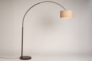 vloerlamp 31720 landelijk modern eigentijds klassiek stof marmer metaal bruin taupe rond