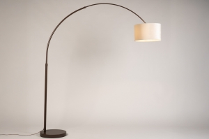 vloerlamp 31721 modern eigentijds klassiek stof metaal bruin beige creme rond