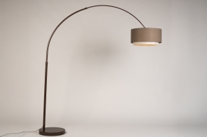 vloerlamp 31723 landelijk modern retro stof metaal bruin taupe rond