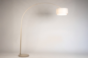 vloerlamp 31726 landelijk modern stof marmer metaal wit mat beige rond