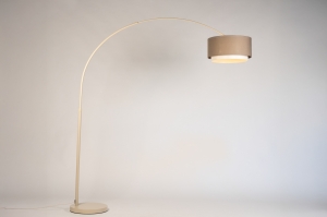 vloerlamp 31727 landelijk modern retro stof metaal beige taupe rond