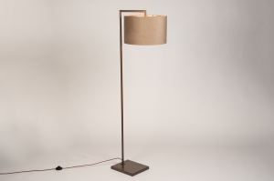vloerlamp 31728 modern eigentijds klassiek stof metaal bruin taupe rond rechthoekig