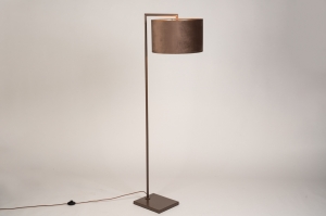 vloerlamp 31729 modern eigentijds klassiek stof metaal bruin rond rechthoekig