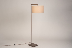 vloerlamp 31730 landelijk modern eigentijds klassiek stof metaal bruin taupe rond rechthoekig
