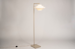 vloerlamp 31737 landelijk modern stof metaal beige zand rond rechthoekig