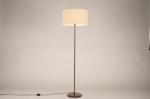 staande lamp 31749 modern stof metaal bruin beige rond