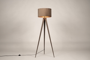 vloerlamp 31750 landelijk modern eigentijds klassiek stof metaal bruin taupe rond