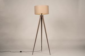vloerlamp 31751 landelijk modern eigentijds klassiek stof metaal bruin taupe rond