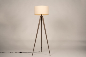 vloerlamp 31752 landelijk modern stof metaal bruin beige rond