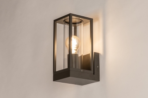 wandlamp 31753 landelijk modern eigentijds klassiek glas helder glas aluminium metaal bruin rond rechthoekig lantaarn