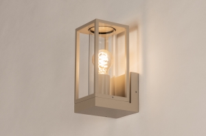 wandlamp 31754 landelijk modern eigentijds klassiek glas helder glas aluminium metaal bruin rond rechthoekig lantaarn