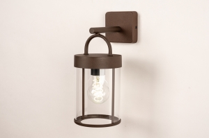 wandlamp 31774 landelijk modern eigentijds klassiek aluminium kunststof acrylaat kunststofglas metaal bruin rond