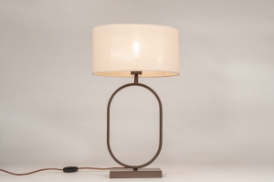 tafellamp 31785 modern eigentijds klassiek stof metaal bruin beige zand ovaal