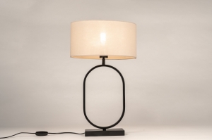 tafellamp 31786 modern eigentijds klassiek stof metaal zwart mat beige zand ovaal