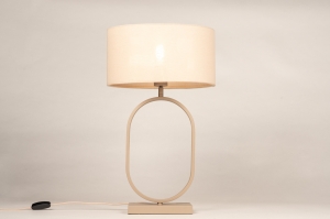 tafellamp 31787 modern eigentijds klassiek stof metaal beige taupe zand ovaal