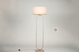 vloerlamp 31791 modern eigentijds klassiek stof metaal beige taupe zand ovaal