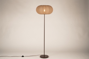 vloerlamp 31793 modern stof metaal bruin taupe rond