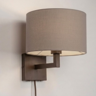 wandlamp 31794 landelijk modern stof metaal bruin taupe rond vierkant