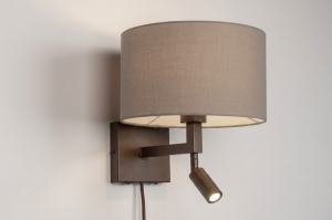 wandlamp 31798 modern stof metaal bruin taupe rond vierkant