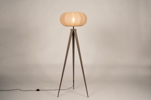 vloerlamp 31802 modern stof metaal bruin taupe rond
